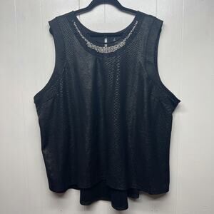 Lane Bryant Snake Print Black Embellished Women's Top Size 26/28